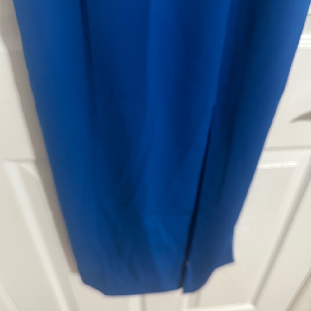 JAY GODFREY: Ocean Blue Lloyd Deep V Midi Dress - Picture 10 of 11
